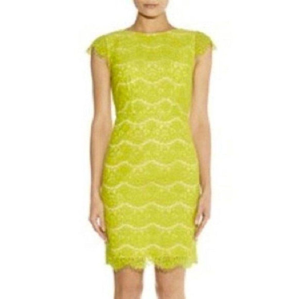 Lulu's Darling Marissa Lace Sheath Dress Lime Green View 2